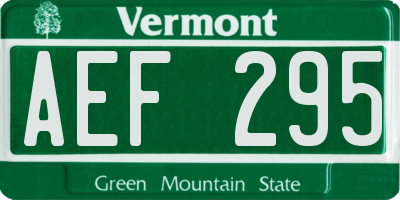 VT license plate AEF295