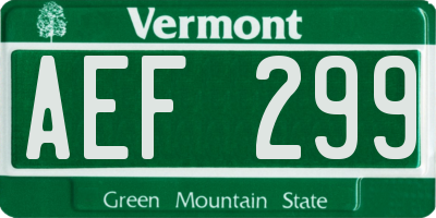 VT license plate AEF299
