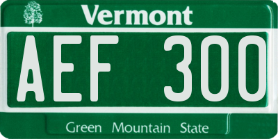VT license plate AEF300