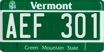 VT license plate AEF301