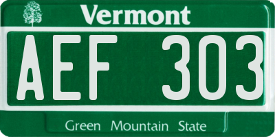 VT license plate AEF303