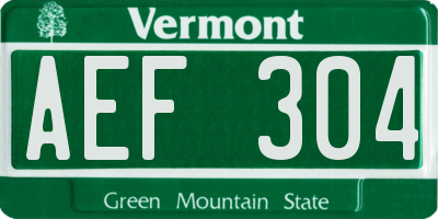 VT license plate AEF304