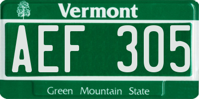 VT license plate AEF305