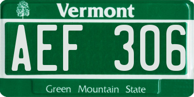 VT license plate AEF306