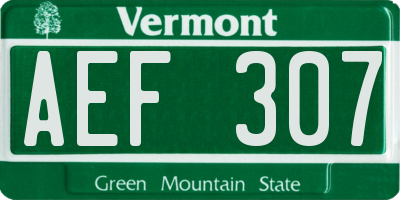 VT license plate AEF307
