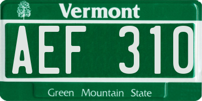 VT license plate AEF310