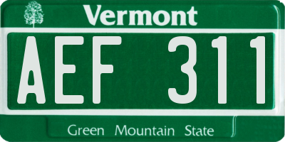 VT license plate AEF311