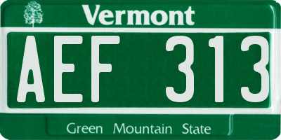 VT license plate AEF313