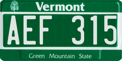 VT license plate AEF315
