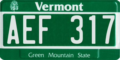VT license plate AEF317