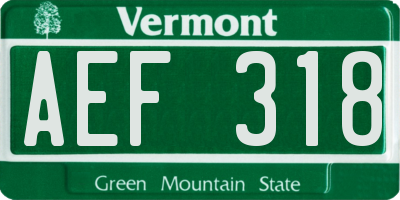 VT license plate AEF318