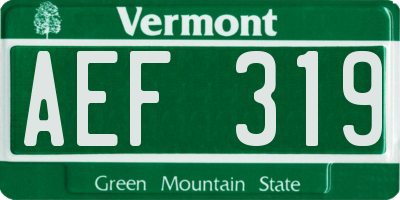 VT license plate AEF319