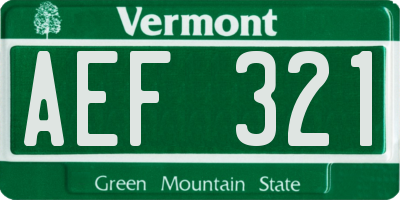 VT license plate AEF321