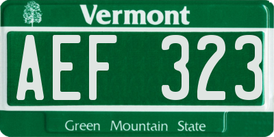 VT license plate AEF323