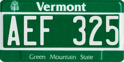 VT license plate AEF325