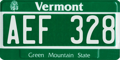 VT license plate AEF328