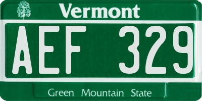 VT license plate AEF329