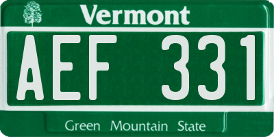 VT license plate AEF331