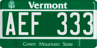 VT license plate AEF333