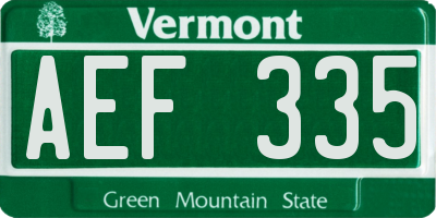 VT license plate AEF335