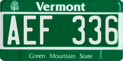 VT license plate AEF336