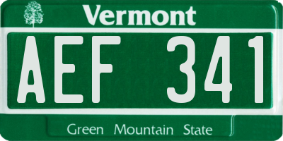 VT license plate AEF341