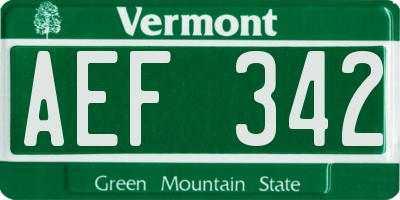 VT license plate AEF342