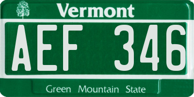 VT license plate AEF346