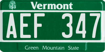 VT license plate AEF347