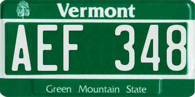 VT license plate AEF348