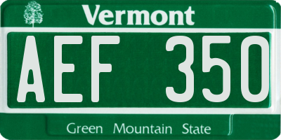 VT license plate AEF350