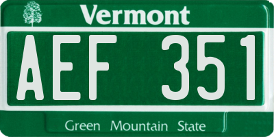 VT license plate AEF351