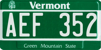 VT license plate AEF352