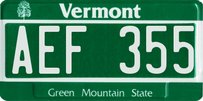 VT license plate AEF355