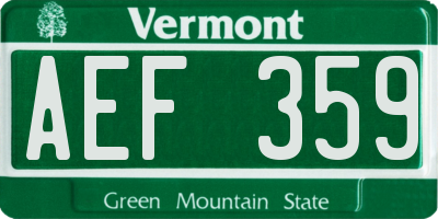 VT license plate AEF359
