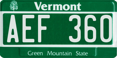 VT license plate AEF360