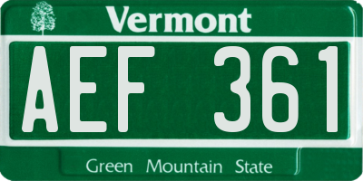 VT license plate AEF361