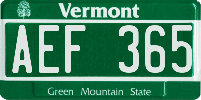 VT license plate AEF365