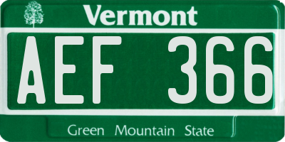 VT license plate AEF366
