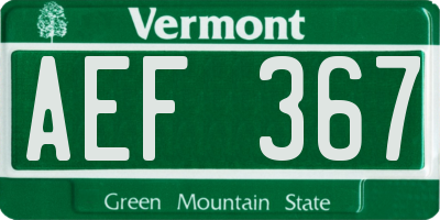 VT license plate AEF367