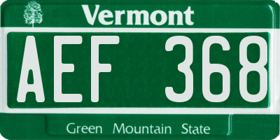 VT license plate AEF368