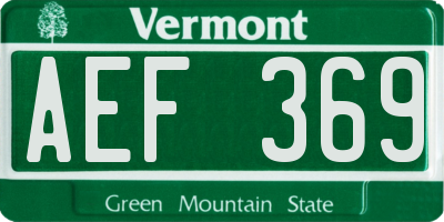 VT license plate AEF369