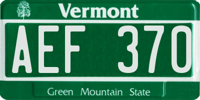 VT license plate AEF370