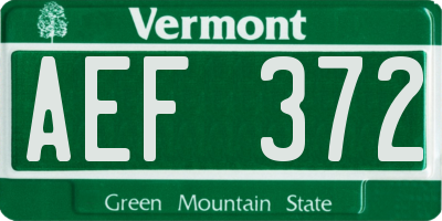 VT license plate AEF372
