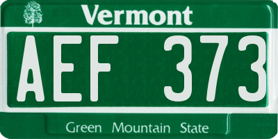 VT license plate AEF373