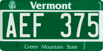 VT license plate AEF375