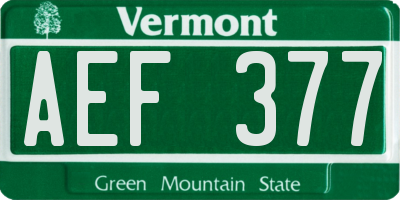 VT license plate AEF377