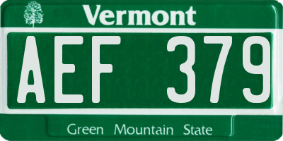 VT license plate AEF379