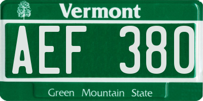 VT license plate AEF380
