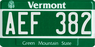 VT license plate AEF382